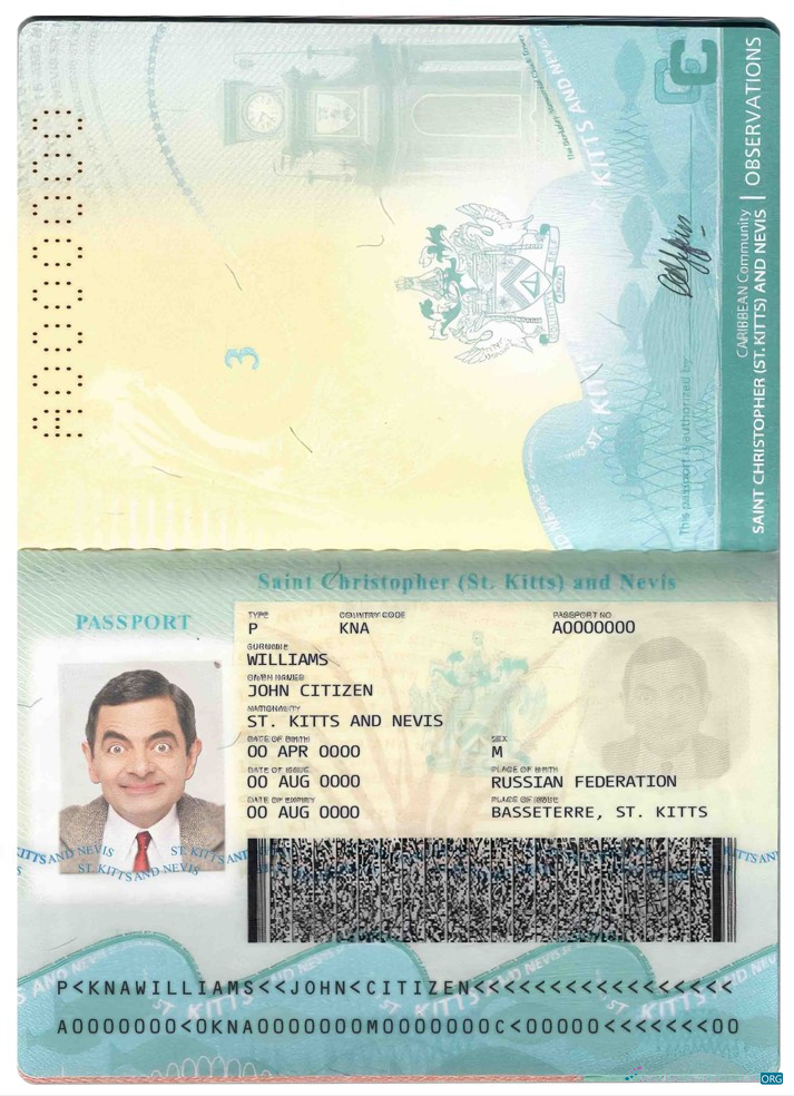 Download Saint Kitts and Nevis passport Photoshop template